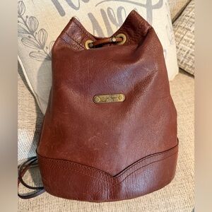 Vintage Tenterfield Saddler Leather Bucket Bag | Brown | Drawstring | Australia
